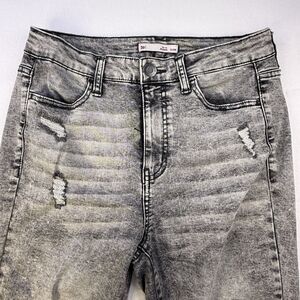 SOL High Rise Jegging Gray Distressed Acid Wash Ripped Edgy Size 9 W29 Y2K #1019
